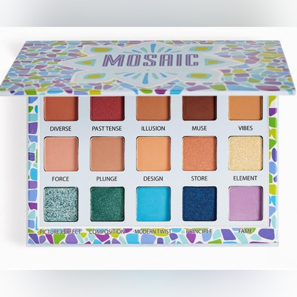 Like New** Eyeshadow Palette Mosaic Trendbeauty 15 Bright Colors